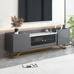 ZUN Sleek Design TV Stand with Fluted Glass, Contemporary Entertainment Center for TVs Up to 70", Faux 64903737