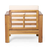 Outdoor Acacia Wood Club Chairs with Cushions, TeakBeige, 27.75"D x 32"W x 27.75"H 70692.00
