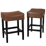 Set of 2, 26.75" Backless Leather Counter Height Barstool, Brown 74492.00HZLNT