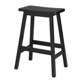 ZUN 2pcs Pine Wood Saddle Seat Bar Stool Black 40177357