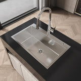 Stainless Steel Kitchen Sink, 30x19 Single Bowl, Overmount Handmade Sink in Brushed Nickel, with 59818375