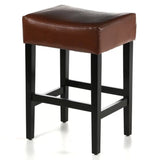 Set of 2, 26.75" Backless Leather Counter Height Barstool, Brown 74492.00HZLNT