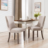 Furniture,Upholstered Wing-Back Dining Chair with Backstitching Nailhead Trim and Solid Wood 84887782