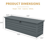 260 Gallon Metal Outdoor Deck Box Waterproof, Extra Large Patio Storage Box with Lockable Storage W2556P211281