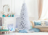 7 Feet White Artificial Christmas Pencil Tree with Folding Metal Stand 87508550