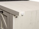 Farmhouse End Table with Charging Station, Nightstand with Barn Door and Drawer, 09331109
