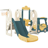 ZUN Kids Swing-N-Slide with Bus Play Structure, Freestanding Bus Toy with&Swing for Toddlers, Bus PP299290AAL