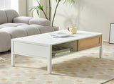 40.16" Rattan Coffee table, sliding door for storage, metal legs, Modern table for living room , 60773327
