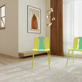 Summer - 4-Pack Modern Striped Color Block Chairs Indoor/Outdoor PP Plastic Seat & Sturdy Metal W3450P322861