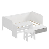 Wooden Twin Size Daybed with Storage Shelves and Lockers, Multi-functional Bed with Study Desk and N733P240746K