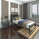 Twin Bed Frames , Headboard and Charging Station & LED Light for Bedroom, Solid and Stable, Noise W2129P314785