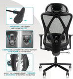 Mesh Office Chair,Ergonomic Office Chairs with Wheels,Adjustable Lumbar T3060P270150