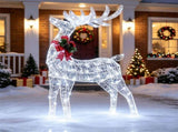 33" x 12" x 53" Lighted Christmas Reindeer Decoration, 120 Cold LED Lights Glitter Antlers with Red 38457787