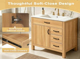 30 Inch Bathroom Vanity with Ceramic Sink, Modern Bathroom, Soft Close Hinges & Drawers, MDF N729P488578N