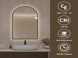 28"x48"Arched LED Mirror for Bathroom,Time and temperature display, Backlight, Anti-Fog, Dimmable, W2709P242512