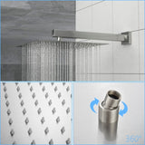 Dual Shower Head - 10 Inch Wall Mounted Square Shower System with Rough-in Valve, Brushed Nickel W124381742