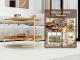 Modern Gold Round Double-Layer Coffee Table Tempered Glass Storage & Decoration 32.28-Inch W1935P457159