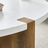 33.4-inch diameter minimalist circular MDF material coffee table, a stable and practical choice. The W1151P263914