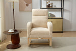 ZUN Modern Accent Rocking Chair Rocking Chair with Solid Wood Legs, Upholstered Nursery Glider Rocker, W2725P254694