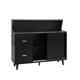 ZUN Buffet Cabinet, Coffee Bar with Storage Compartments, Two Drawers, Shelving with Sliding Door, Black B107130937