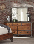 ZUN Industrial Design Bedroom 1pc Dresser of 7 Drawers Rustic Brown and Gunmetal Finish Wooden B011P152673