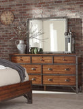 ZUN Industrial Design Bedroom 1pc Dresser of 7 Drawers Rustic Brown and Gunmetal Finish Wooden B011P152673