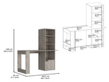 Writing Desk With Bookcase and Cabinet, Light Gray B097120595
