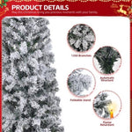 ZUN 6 FT Snow Flocked Hinged Tree, Artificial Pencil Tree, Unlit Artificial 08941158