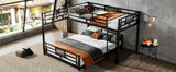 L-shaped Metal Twin over Full Size Bunk Bed, Black N709P196510B
