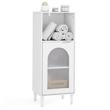 White Bathroom Floor Cabinet Wood Side Storage Organizer with Adjustable Shelf Bathroom Storage, 46360807
