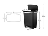 Trash Can, 11.9 Gallon Plastic Step Garbage Bin with Soft Close Lid, Black 14987467