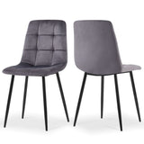 Grey Velvet Dining Chairs Set Of 2,Dining Room Side Seating, Kitchen Chairs with Metal Legs for W1164P307941