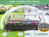 69 Inch 3-in-1 Mini Greenhouse with Raised Garden Bed Galvanized Steel Planter Box with Zippered 01960438