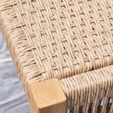Mauricio Golden Oak Acacia Wood Mixed Strapped Rattan Garden Bench B093121192