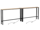 2 Pack 39.4" Narrow Console Sofa Table with Power Outlets and USB Ports, Long Couch Table with Metal 32435224
