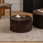 ZUN Vintage Fashion Style Cylindrical Nesting Coffee Table Set with Vertical Textured Embossed Design W757P195739