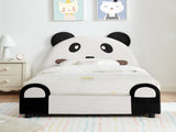 Twin Size Cute Panda-Shaped Kids Bed with Safety Soft Padded Edges, Solid Wood Toddler Bed Frame for W1413P384935