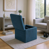 Blue Corduroy Storage Ottoman with Rubber Feet Compact Soft Cube Seat, 424244cm 47227603