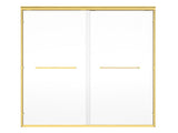 56"-60" W x 72" H Brushed Gold Aluminum Frame Double Sliding Shower Door, 1/4" Clear Tempered T5595P495095