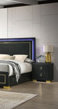 Modern 1pc Nightstand Black Color Center Glide 2-Drawers Bedside Table Square Pulls Bedroom B2741P324374