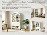 Folding Craft Desk with Storage Shelves, Convertible Hideaway Desk to Bookshelf, Foldable Desk with 18971865
