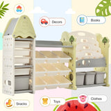 Kids Bookshelf Toy Storage with 17 Bins and 5 Bookshelves, Multi-functional Nursery PP300106AAF