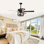 ZUN 52 Inch Farmhouse Ceiling Fan with Remote,3-Lights Ceiling Fan with Light Fixture W1592P162565