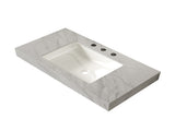36" Carrara Grey Vein Sintered Stone Top&Undermount Ceramic Basin with 3 Standard Pre-drilled Faucet W2615P506465