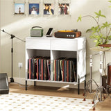 Record Player Storage Stand - Customizable Vinyl Compartments, Built-in Charging Station, Metal Legs 29585110