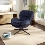 360&deg Swivel Office Chair, Modern Chenille Chair with Faux Leather and Black Metal Base Frame, No N817P205024B