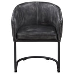 ZUN Anthracite and Matte Black Barrel Dining Chair B062P145579