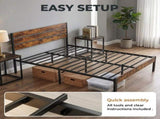 Metal Platform Bed Frame with Headboard & Footboard - No Box Spring Needed, 800LBS Sturdy Wooden 15786025