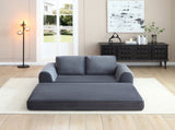 2-in-1 Folding Convertible Sofa Bed, Modern Corduroy Sleeper Couch with 2*pillows, Futon Modular W1117P415684