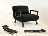 3-in-1 Convertible Sofa Bed, Adjustable Backrest Folding Sleeper Chair with Pillow, Metal Frame 67534860
